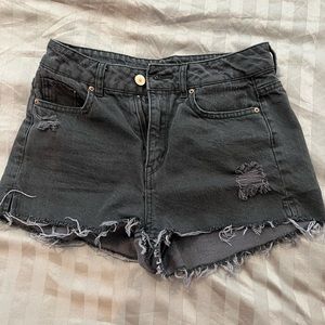 Black denim shorts